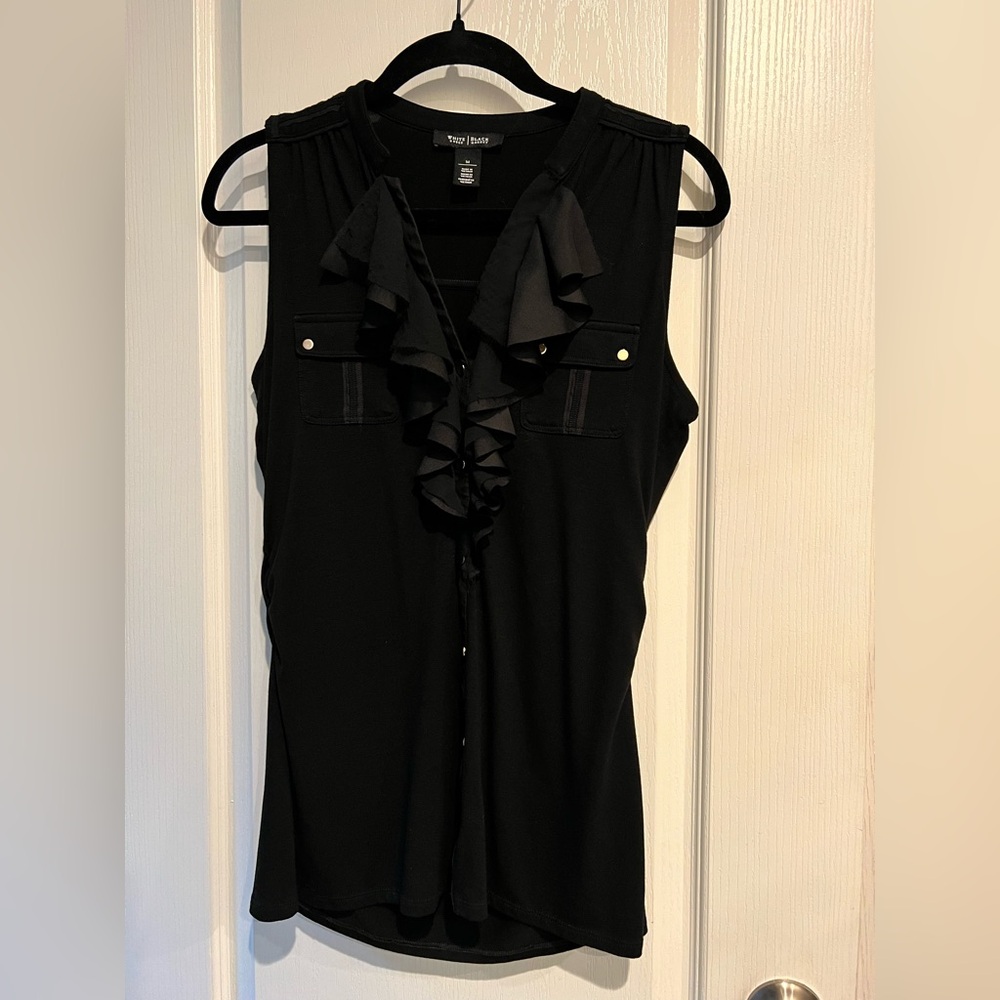 White House Black Market Ruffled Buttoned Blouse